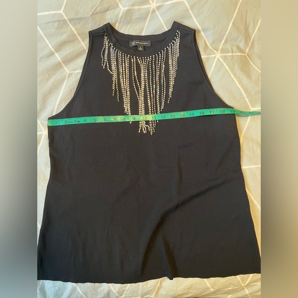 INC International Concepts Black Crewneck Rhinestone Fringe Neckline - Picture 12 of 13